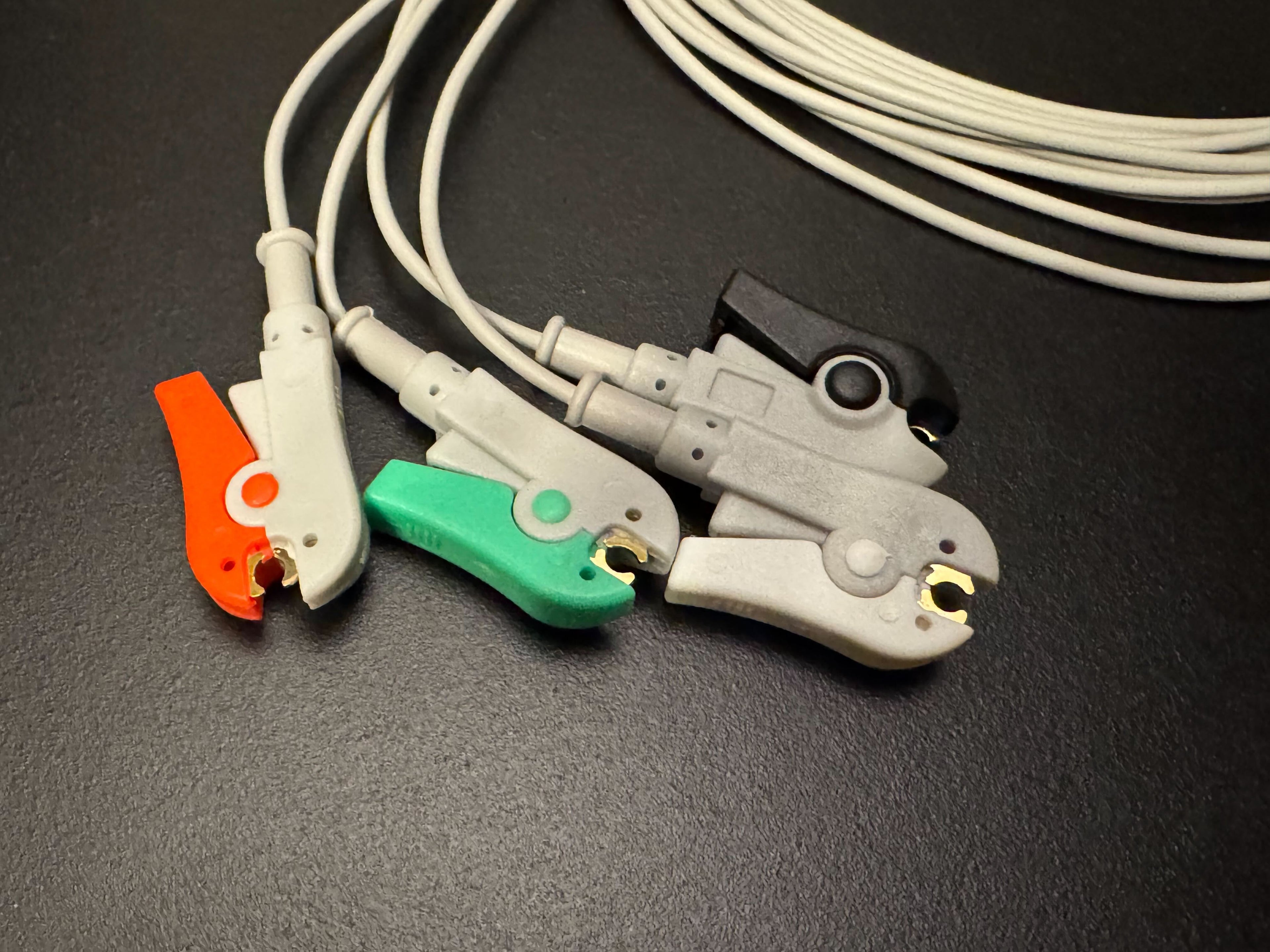 DIN 1.5mm ECG/EEG Electrode Wires With Clips -  Colour Coded - 120mm