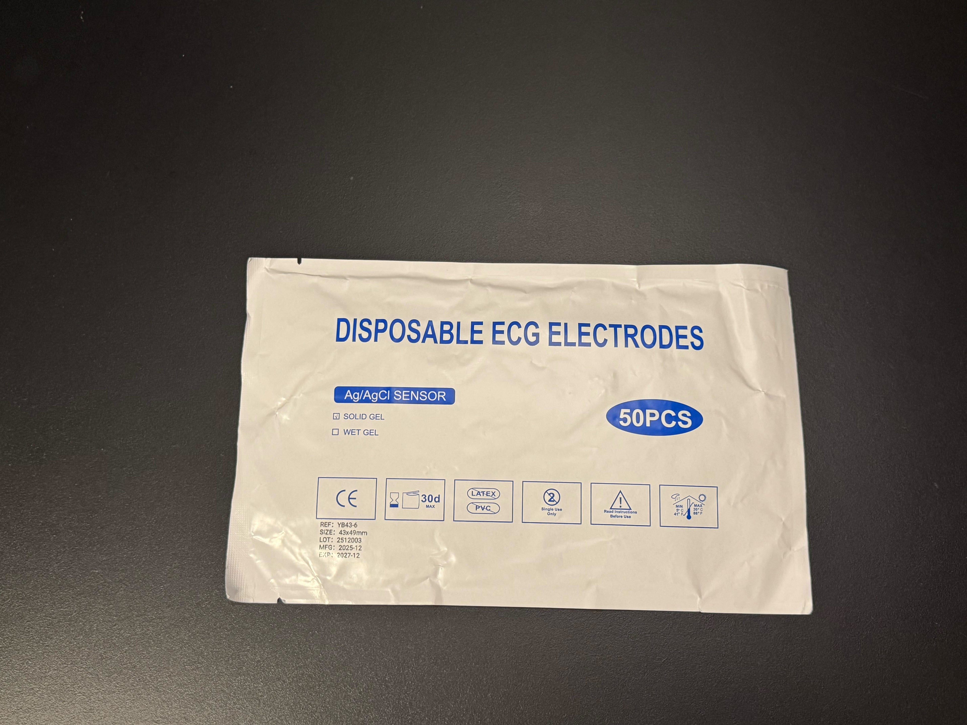 50 pcs disposable ECG patch electrodes - 50mm, AgCl